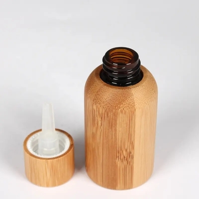 Botella de vidrio de aceite esencial de bambú vacío de 30 ml 50 ml