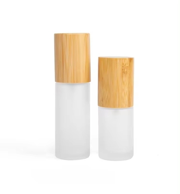 Botella de vapor de niebla de vidrio congelado de 30 ml, 50 ml y 60 ml con tapa de bambú 30 ml-D37*H103