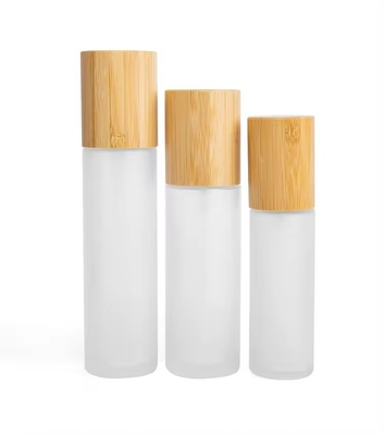 Botella de vapor de niebla de vidrio congelado de 30 ml, 50 ml y 60 ml con tapa de bambú 30 ml-D37*H103
