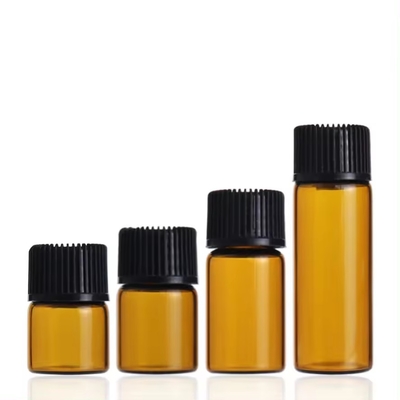 1 ml 2 ml 3 ml 5 ml Botella de perfume de vidrio ámbar con tapa de tornillo Botella cosmética