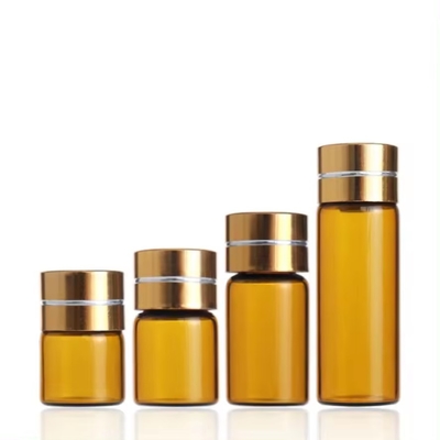 1 ml 2 ml 3 ml 5 ml Botella de perfume de vidrio ámbar con tapa de tornillo Botella cosmética