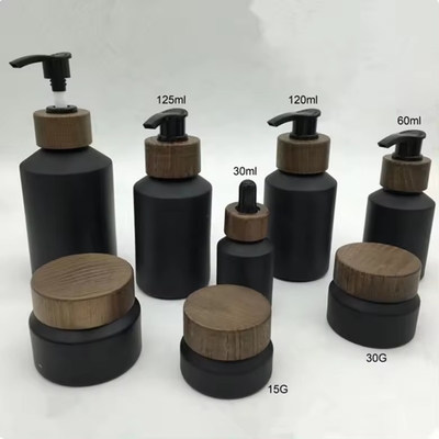 30g, 50g, 15ml, 30ml, 60ml, 120ml, Botella de vidrio helado verde con tapa de tornillo de madera
