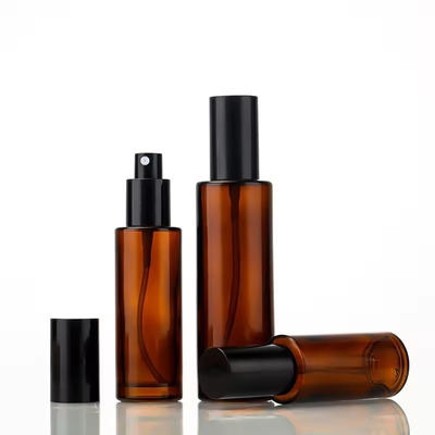 30 ml 50 ml 80 ml 100 ml Botellas de bomba de vidrio cosmético de ámbar Botella de aerosol recargable
