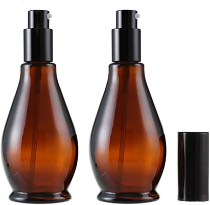 Botellas de vidrio de viajes de 100 ml de ámbar botella de crema cosmética bomba de la botella Dispenser Contenedor