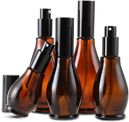Botellas de vidrio de viajes de 100 ml de ámbar botella de crema cosmética bomba de la botella Dispenser Contenedor