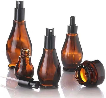 Botellas de vidrio de viajes de 100 ml de ámbar botella de crema cosmética bomba de la botella Dispenser Contenedor