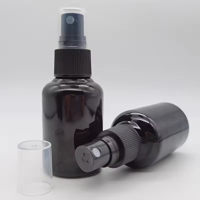 Botella de aerosol cosmético de plástico negro brillante de 50 ml con cabeza de aerosol fina negra