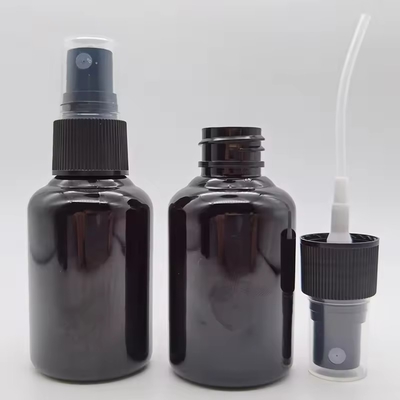 Botella de aerosol cosmético de plástico negro brillante de 50 ml con cabeza de aerosol fina negra