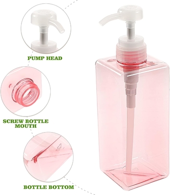 650 ml de champú rosado vacío Botella de gel de ducha Botella de plástico para mascotas Botella cosmética