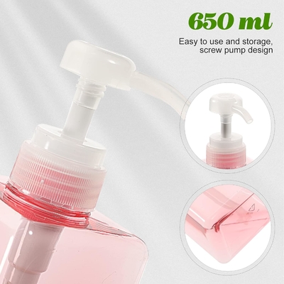 650 ml de champú rosado vacío Botella de gel de ducha Botella de plástico para mascotas Botella cosmética