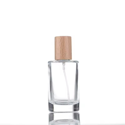 Botella de perfume de vidrio de 30 ml Spray Liquid Sprayer Travel Botella recargable tapa de madera