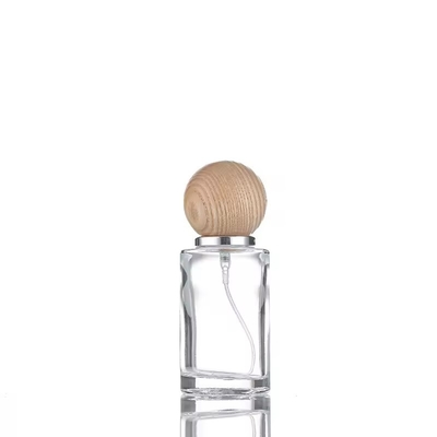Botella de perfume de vidrio de 30 ml Spray Liquid Sprayer Travel Botella recargable tapa de madera