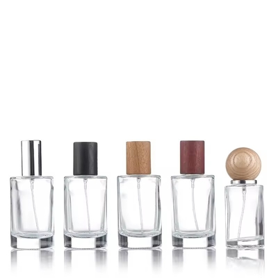 Botella de perfume de vidrio de 30 ml Spray Liquid Sprayer Travel Botella recargable tapa de madera