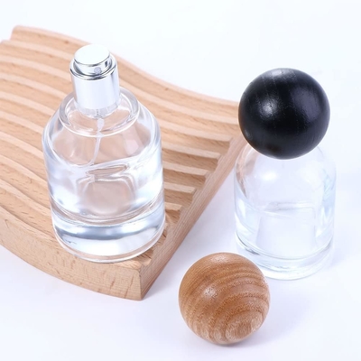 Botella de perfume de vidrio de 30 ml Spray Liquid Sprayer Travel Botella recargable tapa de madera