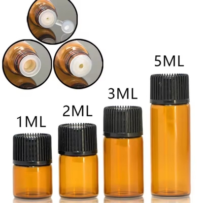 1 ml 2 ml 3 ml 4 ml 5 ml Aceite esencial Mini Vial de vidrio ámbar Botellas con tapa de tornillo