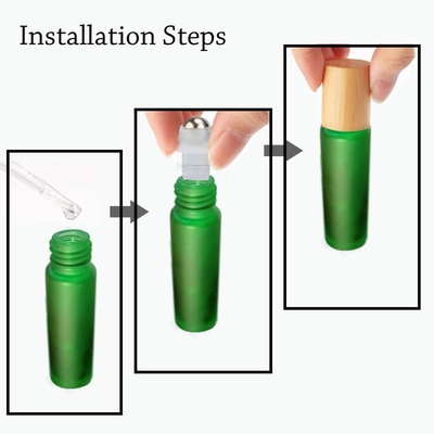 Botellas vacías de aceite esencial con bolas de acero inoxidable de vidrio helado