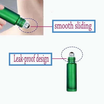 Botellas vacías de aceite esencial con bolas de acero inoxidable de vidrio helado