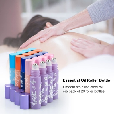 Rollo de vidrio de 10 ml en botella con bolas de acero inoxidable, tapa de aluminio metálico