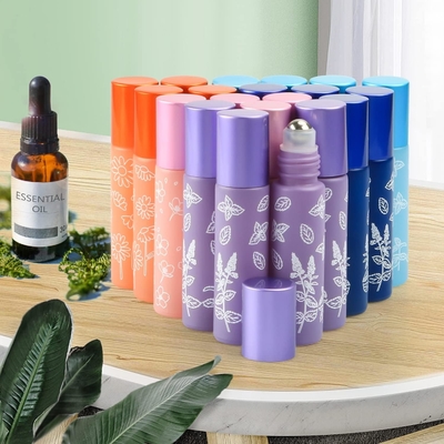 Rollo de vidrio de 10 ml en botella con bolas de acero inoxidable, tapa de aluminio metálico