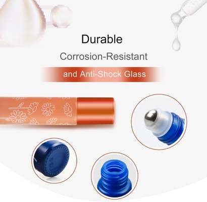 Rollo de vidrio de 10 ml en botella con bolas de acero inoxidable, tapa de aluminio metálico