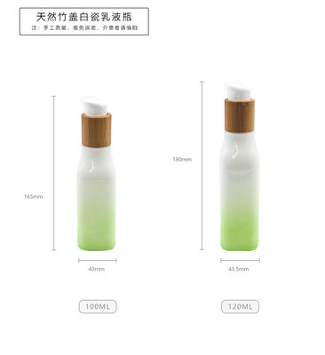 loción cosmética de cristal de las botellas de 100ml 43m m 43/410 tarro cosmético con las tapas de bambú