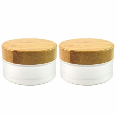 Piel de cristal del cuidado del tarro 50g 15g 30g de los envases cosméticos de bambú poner crema del vidrio esmerilado