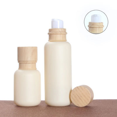 el cosmético de cristal del tapón de tuerca 110ml 47/400 embotella los tarros con las tapas de bambú 47m m