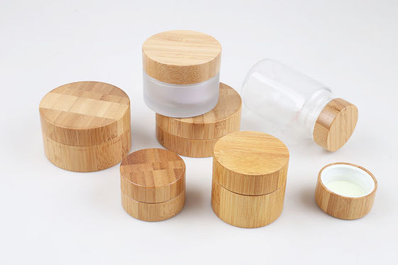 tarros de empaquetado cosméticos recargables 35ml de 47m m con las tapas de bambú 28/400