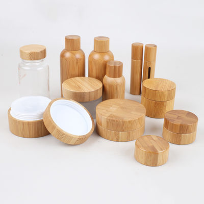 tarros de empaquetado cosméticos recargables 35ml de 47m m con las tapas de bambú 28/400