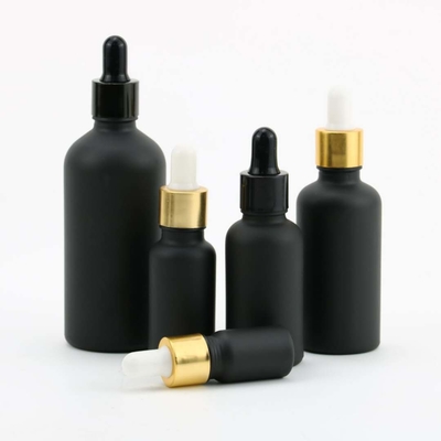 botellas de aceite esencial de 5ml 10ml 15ml Matte Black With Dropper Frosted
