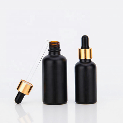 botellas de aceite esencial de 5ml 10ml 15ml Matte Black With Dropper Frosted