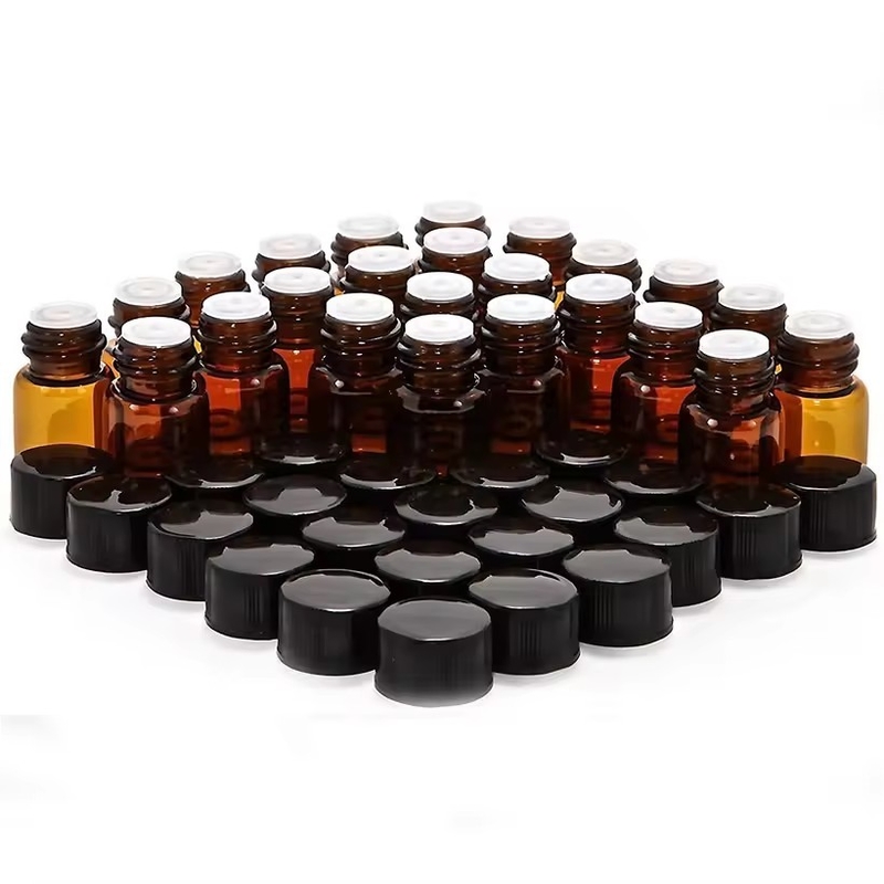 1 ml 2 ml 3 ml 4 ml 5 ml Aceite esencial Mini Vial de vidrio ámbar Botellas con tapa de tornillo